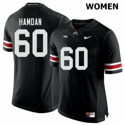 NCAA Ohio State Buckeyes Women's #60 Zaid Hamdan Black Nike Football College Jersey RNM1545LS